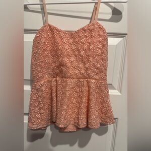 Peach Floral Lace Peplum Top